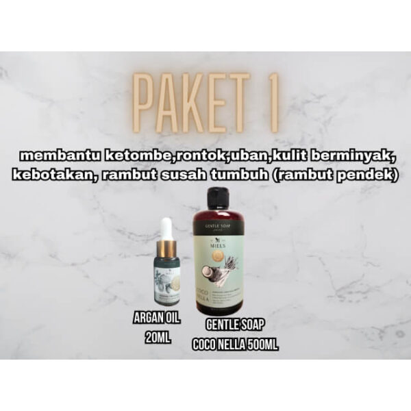 MIELS Paket 1 Rambut pendek, Coconella & Argan Oil