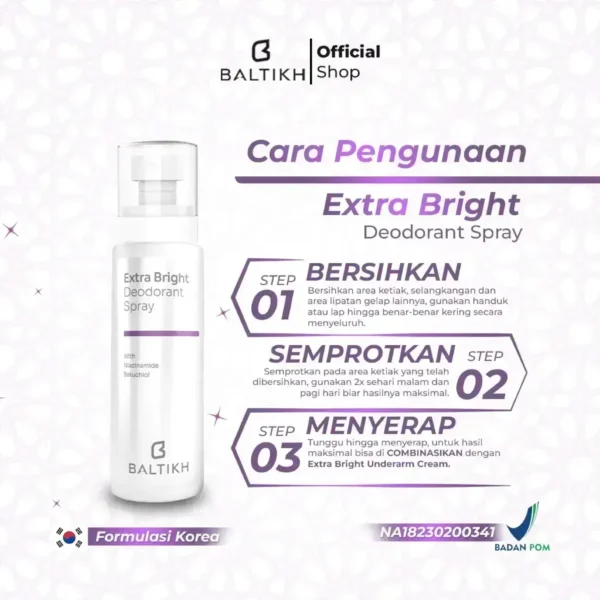 BALTIKH Extra Bright Deodorant Spray - Cara Penggunaan