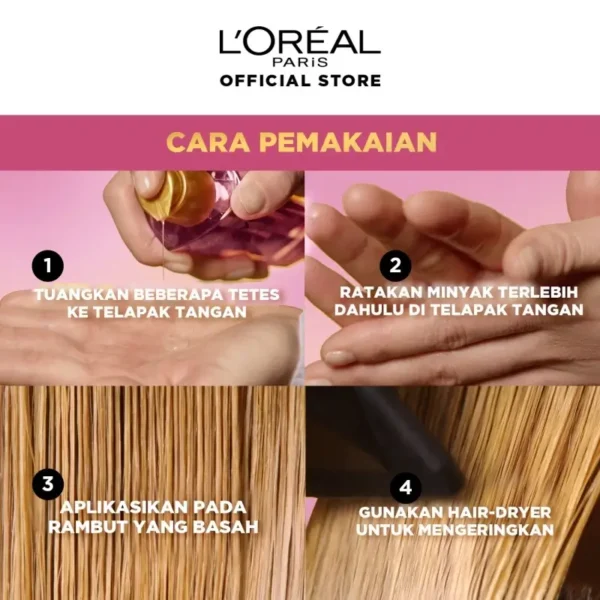 L'Oreal Paris Elseve Extraordinary Oil Pink Hair Serum - Cara Pemakaian
