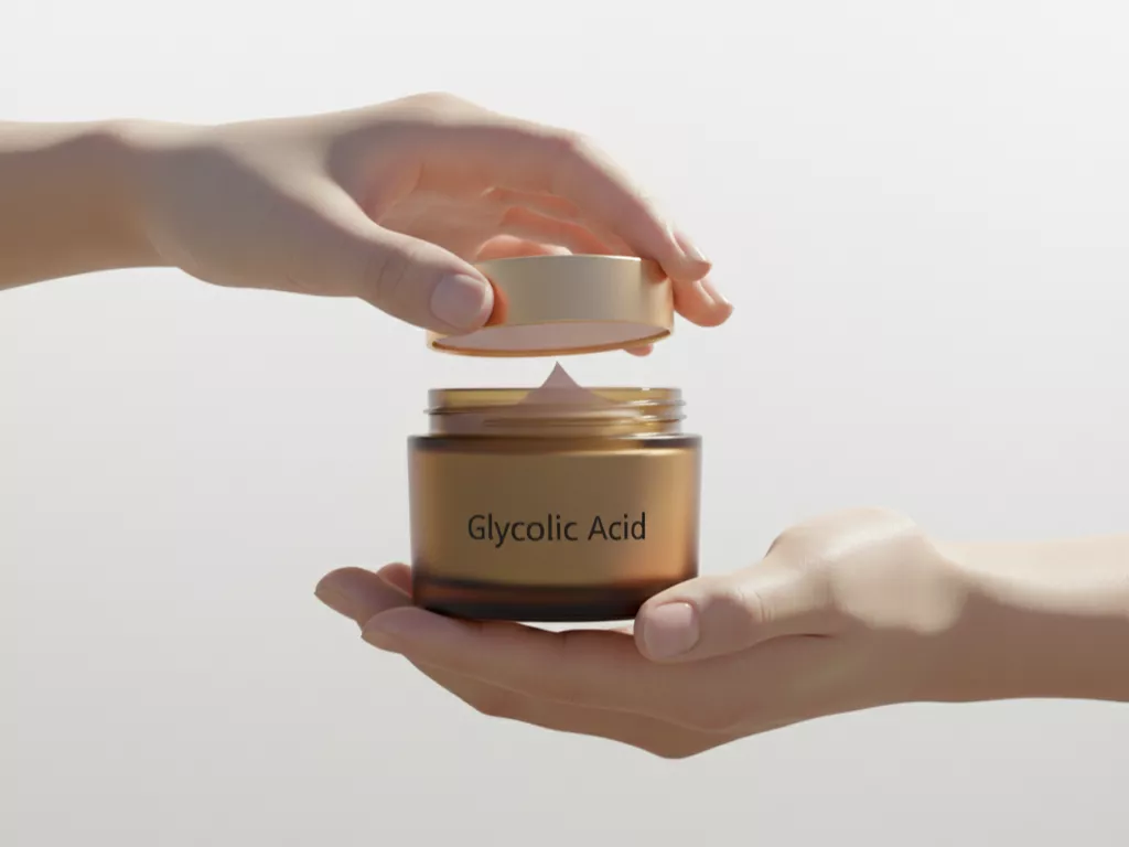 satu jar glycolic acid cream (Image Concept by Homey Button)