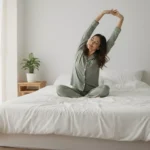 wanita stretching, bersiap mulai ritual pagi yang menyegarkan (Image Concept by Homey Button)