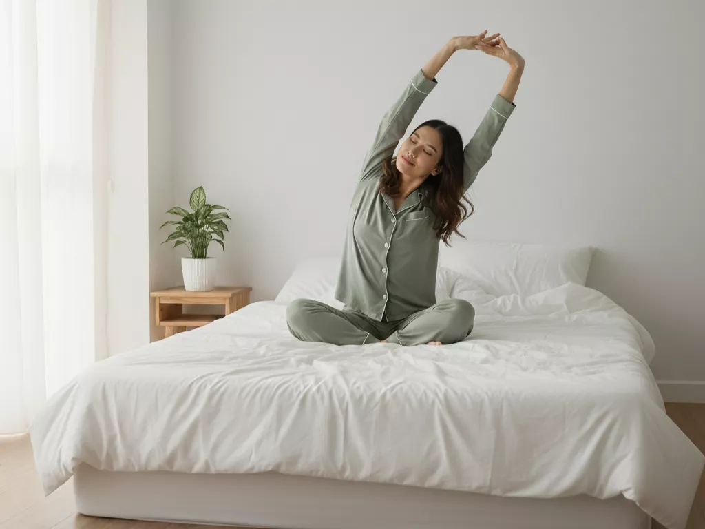 wanita stretching, bersiap melakukan ritual pagi yang menyegarkan (Image Concept by Homey Button)