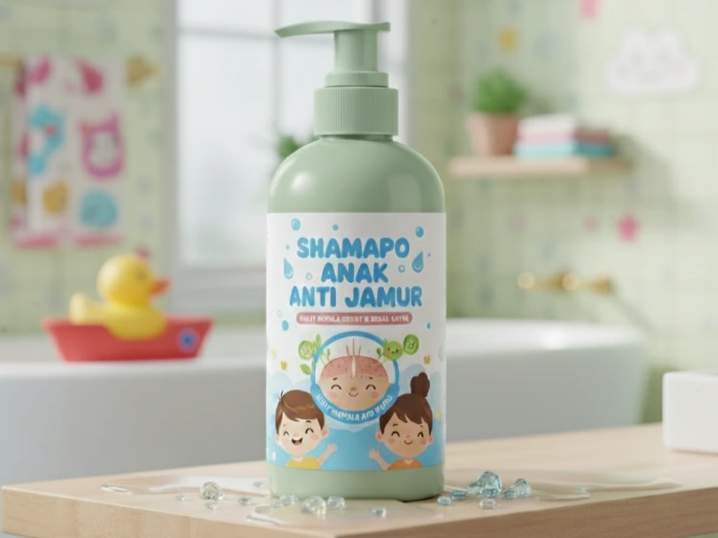 shampo anak anti jamur homey button botol pump shampo anak anti jamur (Image Concept by Homey Button)