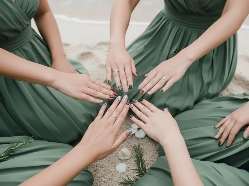 para wanita duduk melingkar menunjukkan warna dan bentuk kuku mereka (Image Concept by Homey Button)